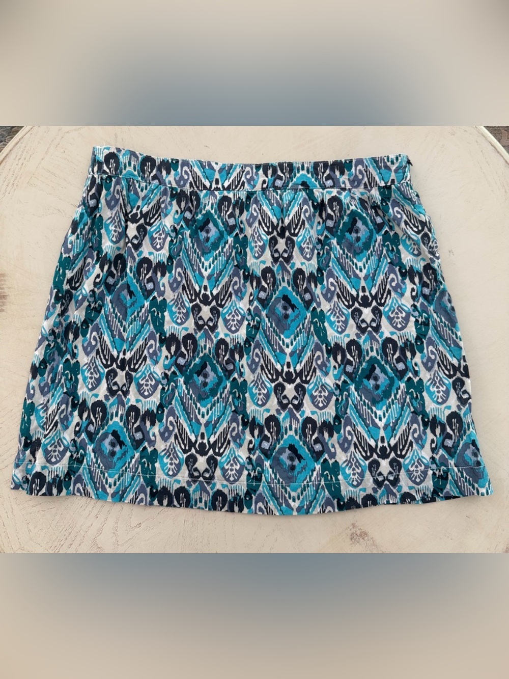 G.H. Bass & Co. Teal and Navy Ikat Mini Skirt Sz 12 2/$20